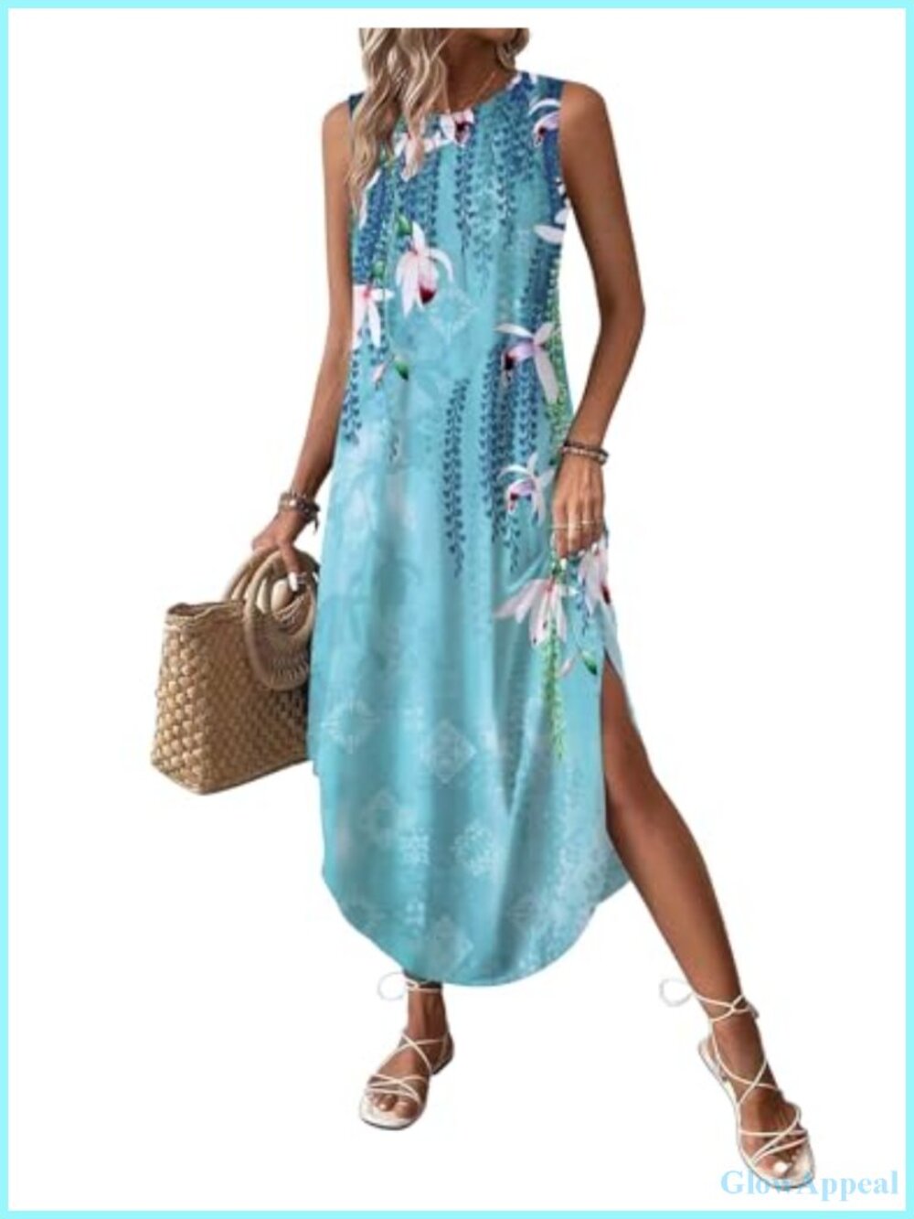 Women's Pleated Front Tank Maxi Dress with Pockets